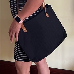 Hermes long handle canvass black bag- authentic certified